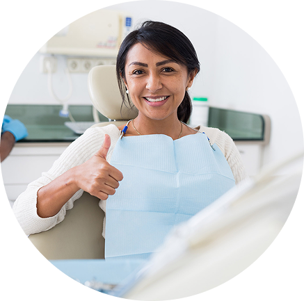 Smiling patient dental chair