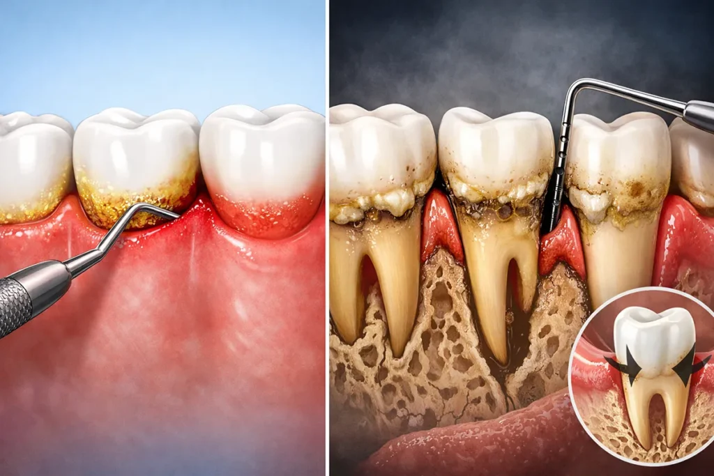 Gum disease stages illustration