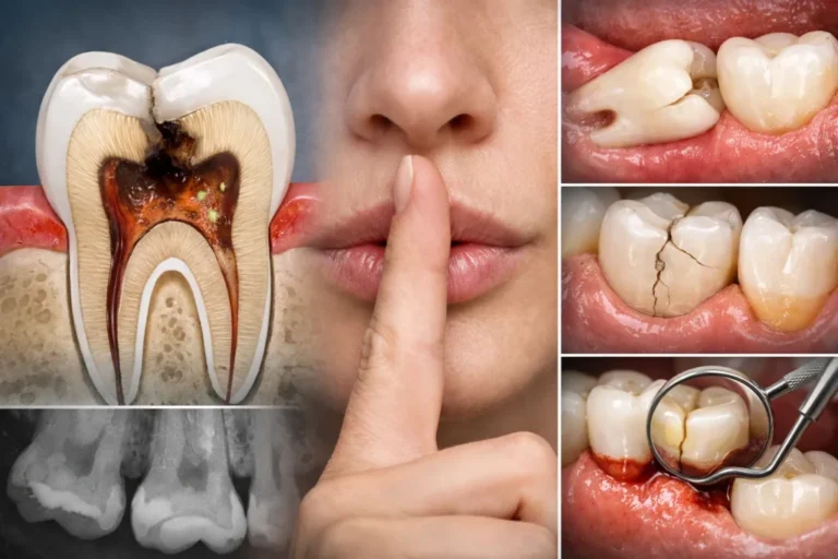 Tooth decay cavity progression close-up