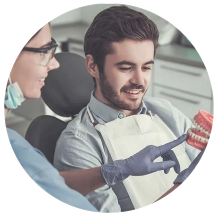 Dentist explaining dental Implant procedure in Wethersfield CT