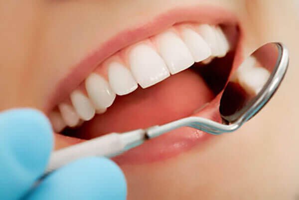 Dental cleaning procedure close-up