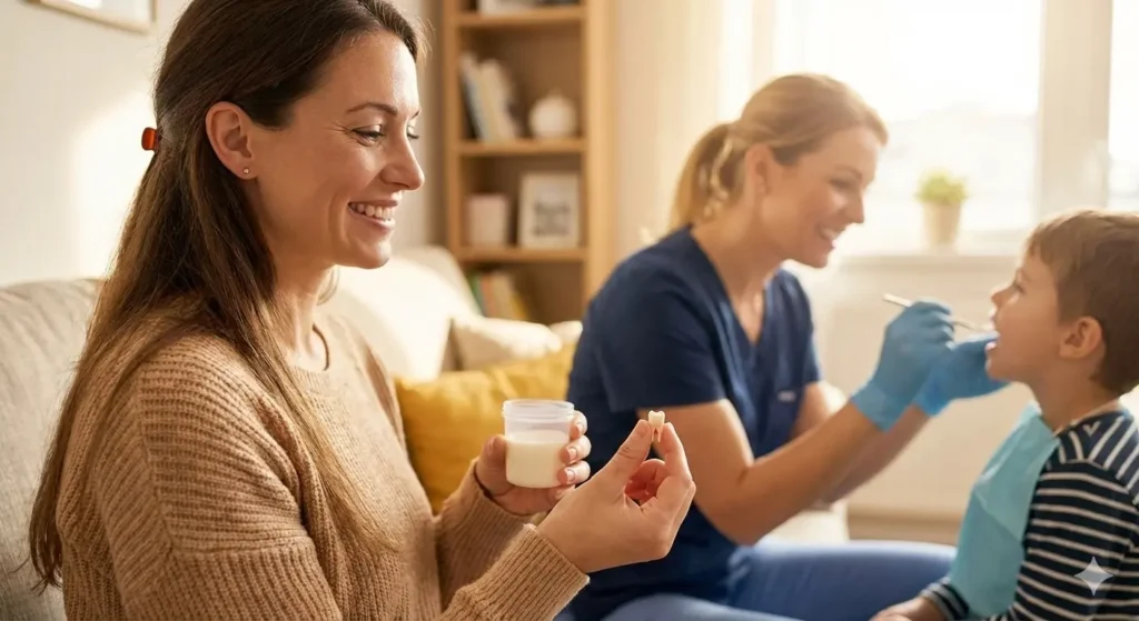 Dentist consulting patient treatment plan