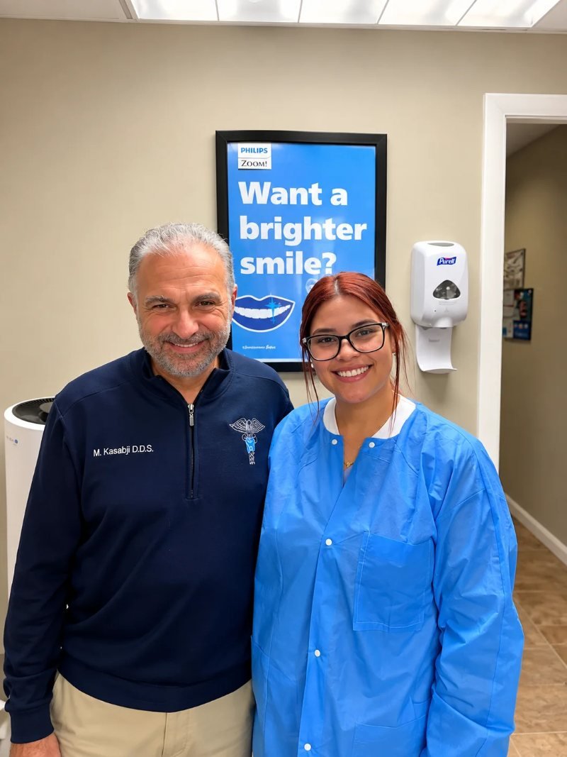 Dr. Maher Kasabji with a member of the team at the Wethersfield office